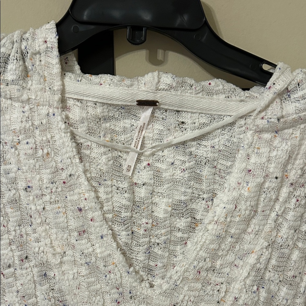 Free People White Knit Sweater with Speckled Design